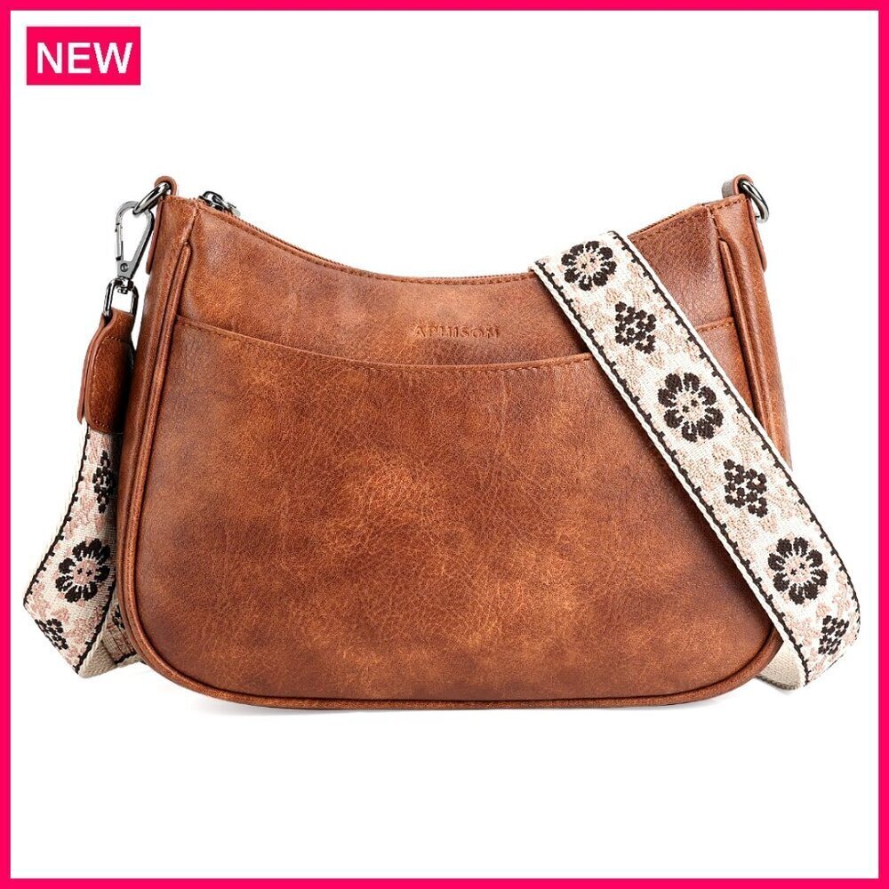 Vegan Leather Crossbody Bag Adjustable Strap Spacious Pockets Lightweight